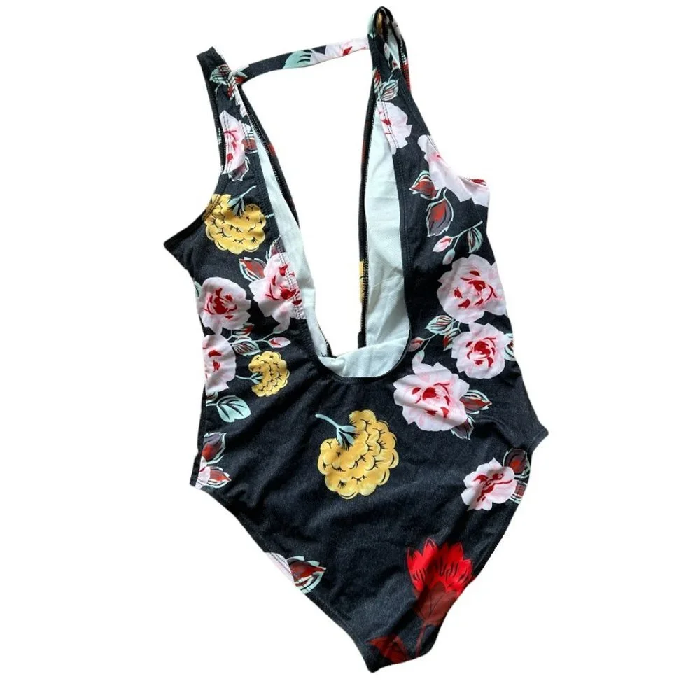 High Cut Floral one Piece Swim Suit by Zaful Size M